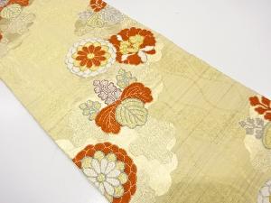 アンティーク　雲取りに桐・菊模様織り出し袋帯（材料）